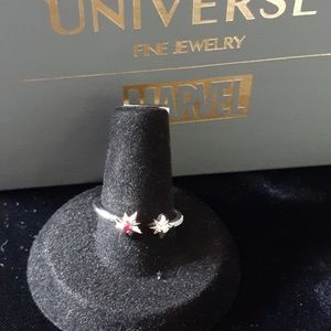 Capt Marvel 925 Silver Bypass Ring Swarovski